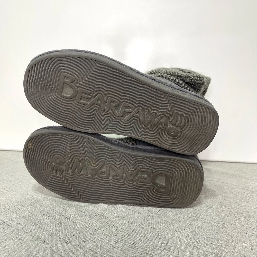 BearPaw Gray Sweater Boot Fall Winter Boots 6
